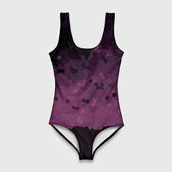 Купальник-боди 3D женский Мозаичный узор в черно бордовом цвете, цвет: 3D-принт