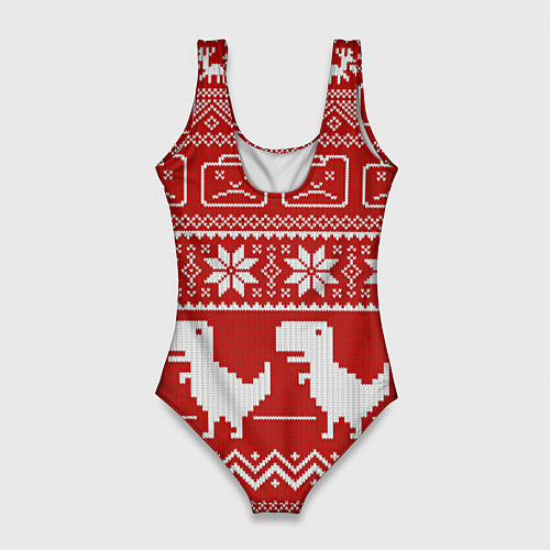 Женский купальник-боди Новогодний гугл / 3D-принт – фото 2