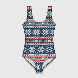 Женский купальник-боди Knitted Christmas Pattern