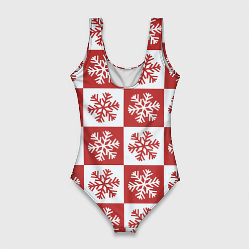 Женский купальник-боди Шахматные Снежинки / 3D-принт – фото 2