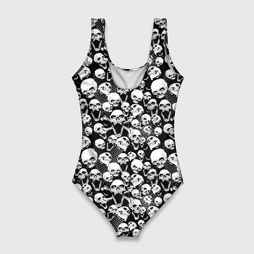 Женский купальник-боди Screaming skulls & web / 3D-принт – фото 2