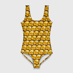 Купальник-боди 3D женский Золотые Биткоины Golden Bitcoins, цвет: 3D-принт