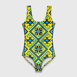 Купальник-боди 3D женский Славянский национальный орнамент, цвет: 3D-принт