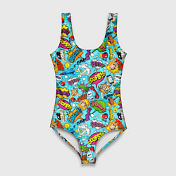 Купальник-боди 3D женский Поп арт пузыри, цвет: 3D-принт