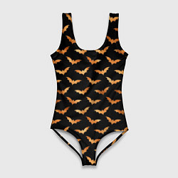 Купальник-боди 3D женский Золотые летучие мыши, цвет: 3D-принт
