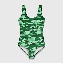 Женский купальник-боди Зеленый монохромный камуфляж