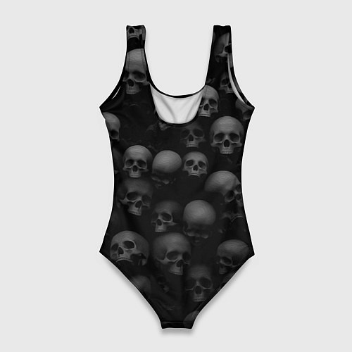 Женский купальник-боди Черепа на черном фоне паттерн / 3D-принт – фото 2