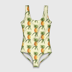 Купальник-боди 3D женский Побеги ананасов, цвет: 3D-принт