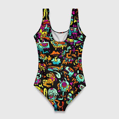 Женский купальник-боди Прикольный красочный паттерн / 3D-принт – фото 2