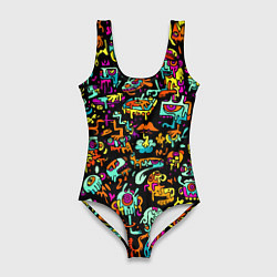 Женский купальник-боди Прикольный красочный паттерн