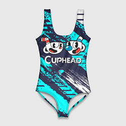 Купальник-боди 3D женский Cuphead две чашечки, цвет: 3D-принт