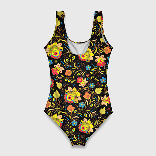 Женский купальник-боди Мелкая хохлома / 3D-принт – фото 2
