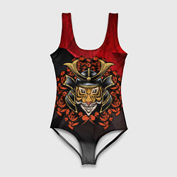 Купальник-боди 3D женский Тигр - самурай, цвет: 3D-принт
