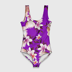 Женский купальник-боди Цветы Фиолетовый Цветок