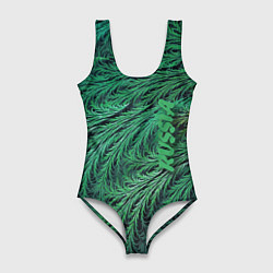 Купальник-боди 3D женский Узор из веток можжевельника Pattern of juniper bra, цвет: 3D-принт