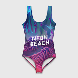 Купальник-боди 3D женский Neon beach, цвет: 3D-принт