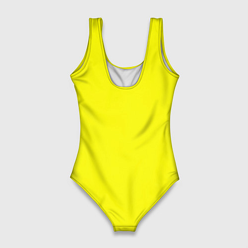 Женский купальник-боди Однотонный неоновый лимонный желтый тон / 3D-принт – фото 2