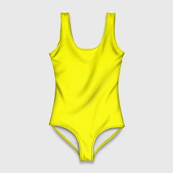 Женский купальник-боди Однотонный неоновый лимонный желтый тон