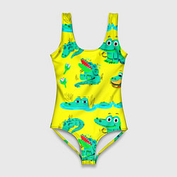 Купальник-боди 3D женский GREEN CROCODILES, цвет: 3D-принт