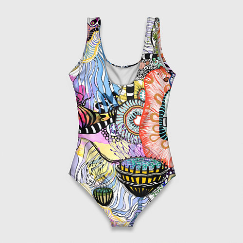 Женский купальник-боди Подводный цветочно коралловый мир / 3D-принт – фото 2