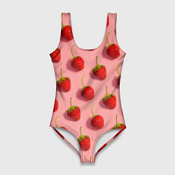 Купальник-боди 3D женский Strawberry Pattern, цвет: 3D-принт