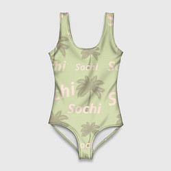 Женский купальник-боди Пальмы на салатном фоне palm trees text