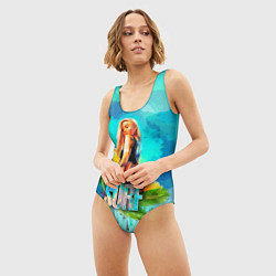 Купальник-боди 3D женский Surf - девушка, цвет: 3D-принт — фото 2