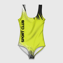 Купальник-боди 3D женский Sports club gray green pattern, цвет: 3D-принт