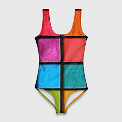Купальник-боди 3D женский Абстрактный набор красок-паттернов, цвет: 3D-принт