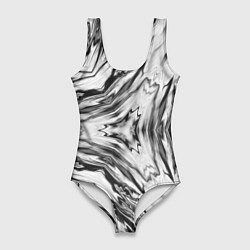 Женский купальник-боди Черно-белый абстрактный узор Трио