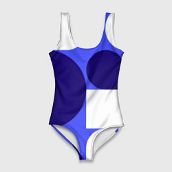 Женский купальник-боди Абстрактный набор геометрических фигур - Синий фон