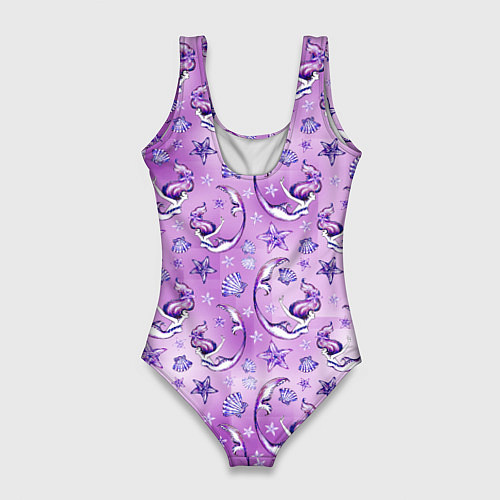 Женский купальник-боди Танцующие русалки на фиолетовом / 3D-принт – фото 2