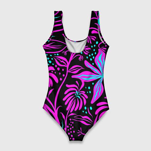 Женский купальник-боди Purple flowers pattern / 3D-принт – фото 2