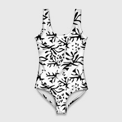 Женский купальник-боди Черно белый абстрактный модный узор