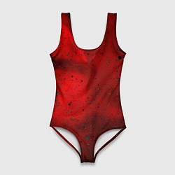 Купальник-боди 3D женский Абстрактный красный дым и брызги тёмной краски, цвет: 3D-принт