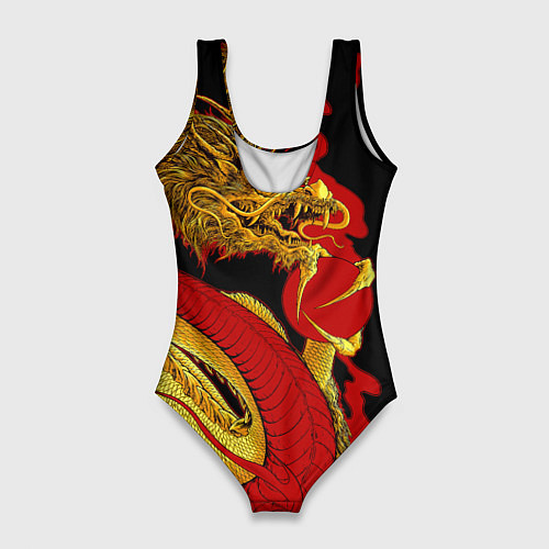 Женский купальник-боди Японский Золотой Дракон / 3D-принт – фото 2