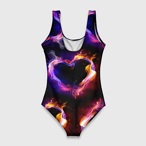 Женский купальник-боди Пламенное сердце - паттерн / 3D-принт – фото 2