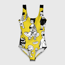 Женский купальник-боди Весёлая компашка мультфильма Симпсоны - полный рас