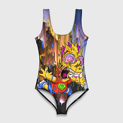 Купальник-боди 3D женский Барт Симпсон, свободное падение - стилизация, цвет: 3D-принт