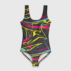 Купальник-боди 3D женский Яркая палитра художника, цвет: 3D-принт