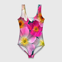 Женский купальник-боди Сказочные разноцветные цветы