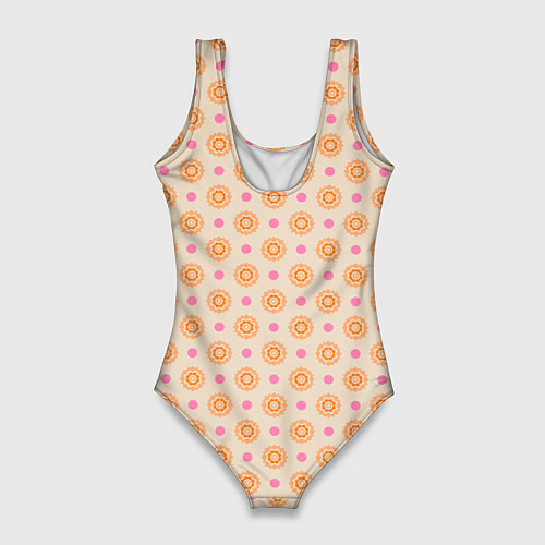 Женский купальник-боди Цветочки пастельного цвета / 3D-принт – фото 2