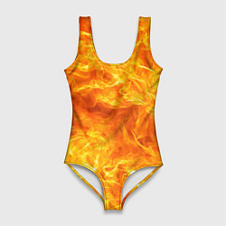 Купальник-боди 3D женский Бушующий огонь, цвет: 3D-принт