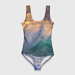 Купальник-боди 3D женский Штормовая волна, накатывающая на берег, цвет: 3D-принт