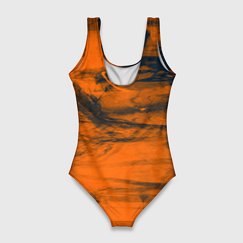 Женский купальник-боди Абстрактная оранжевая поверхность и чёрные тени / 3D-принт – фото 2
