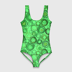 Женский купальник-боди Ярко-зеленый неоновый абстрактный узор