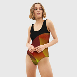 Купальник-боди 3D женский Абстрактная ассиметричная оранжевая волна, цвет: 3D-принт — фото 2