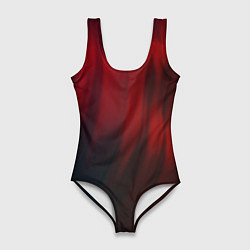 Купальник-боди 3D женский Красные абстрактные волны во тьме, цвет: 3D-принт