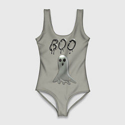 Купальник-боди 3D женский Серый призрак BOO, цвет: 3D-принт