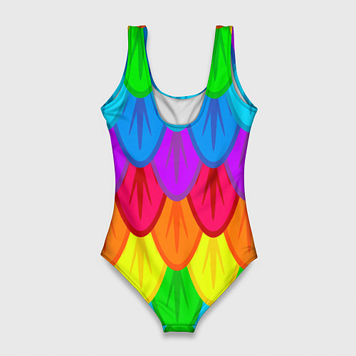 Женский купальник-боди Разноцветные перья / 3D-принт – фото 2
